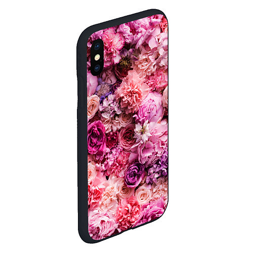 Чехол iPhone XS Max матовый BOUQUET OF VARIOUS FLOWERS / 3D-Черный – фото 2