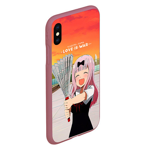 Чехол iPhone XS Max матовый Love is war Госпожа Кагуя / 3D-Малиновый – фото 2