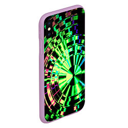 Чехол iPhone XS Max матовый Неоновые дискообразные узоры - Зелёный, цвет: 3D-сиреневый — фото 2