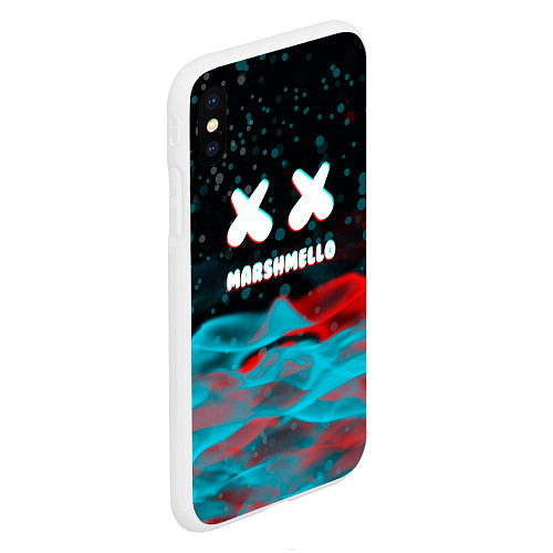 Чехол iPhone XS Max матовый Marshmello logo крапинки / 3D-Белый – фото 2