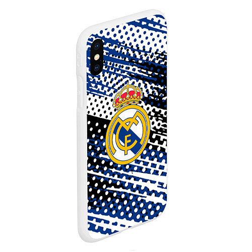 Чехол iPhone XS Max матовый Real madrid Реал Мадрид краски / 3D-Белый – фото 2