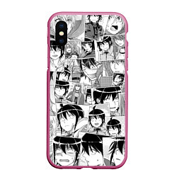 Чехол iPhone XS Max матовый Tsuki ga Michibiku Isekai Douchuu pattern, цвет: 3D-малиновый