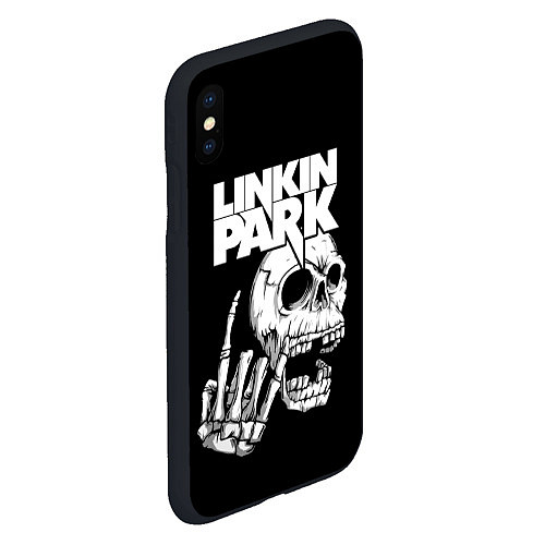 Чехол iPhone XS Max матовый Linkin Park Череп / 3D-Черный – фото 2