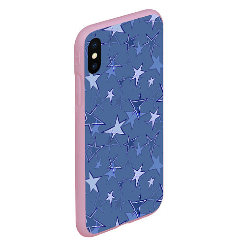 Чехол iPhone XS Max матовый Gray-Blue Star Pattern / 3D-Розовый – фото 2