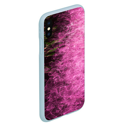 Чехол iPhone XS Max матовый Неоновые волны на воде - Розовый / 3D-Голубой – фото 2
