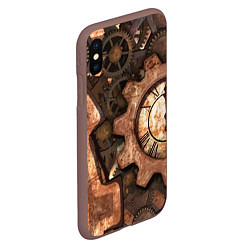 Чехол iPhone XS Max матовый Композиция из шестерёнок Steampunk, цвет: 3D-коричневый — фото 2