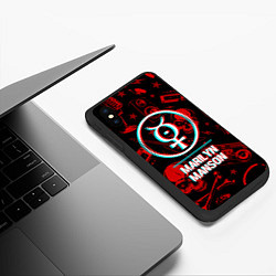 Чехол iPhone XS Max матовый Marilyn Manson Rock Glitch, цвет: 3D-черный — фото 2