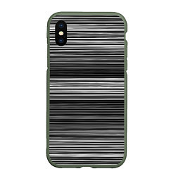 Чехол iPhone XS Max матовый Black and white thin stripes Тонкие полосы