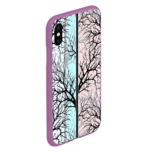 Чехол iPhone XS Max матовый Абстрактный узор tree branches / 3D-Фиолетовый – фото 2