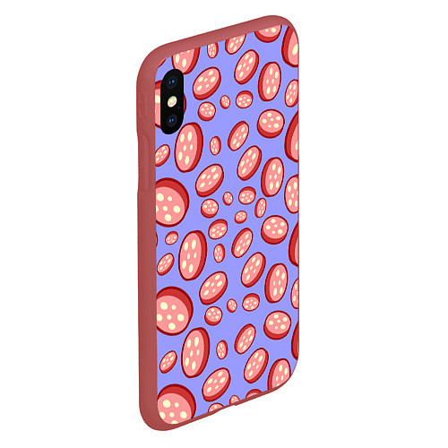 Чехол iPhone XS Max матовый Колбасный дождь / 3D-Красный – фото 2