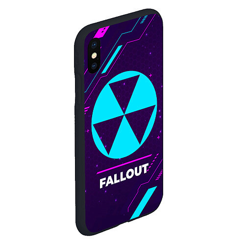 Чехол iPhone XS Max матовый Символ Fallout в неоновых цветах на темном фоне / 3D-Черный – фото 2