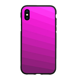 Чехол iPhone XS Max матовый Розовый неоновый полосатый узор Pink neon