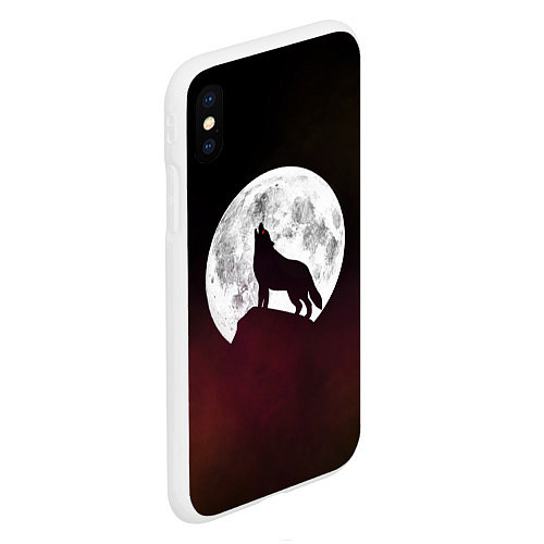 Чехол iPhone XS Max матовый Волк и луна Wolf and moon / 3D-Белый – фото 2