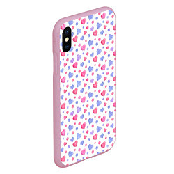 Чехол iPhone XS Max матовый Милые карамельки-сердечки на белом, цвет: 3D-розовый — фото 2
