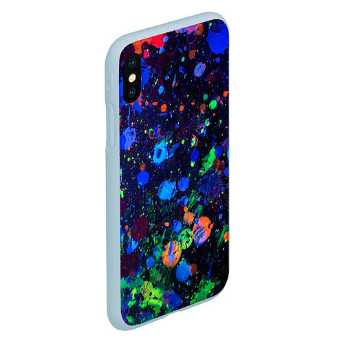 Чехол iPhone XS Max матовый Неоновые мазки красок - Синий / 3D-Голубой – фото 2