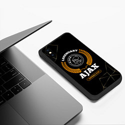 Чехол iPhone XS Max матовый Лого Ajax и надпись Legendary Football Club на тем, цвет: 3D-черный — фото 2
