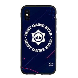 Чехол iPhone XS Max матовый Символ Brawl Stars и надпись Best Game Ever, цвет: 3D-черный