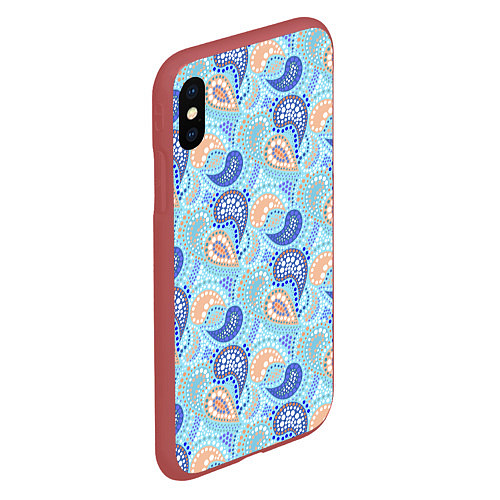 Чехол iPhone XS Max матовый Турецкий огурец Turkish cucumber blue pattern / 3D-Красный – фото 2