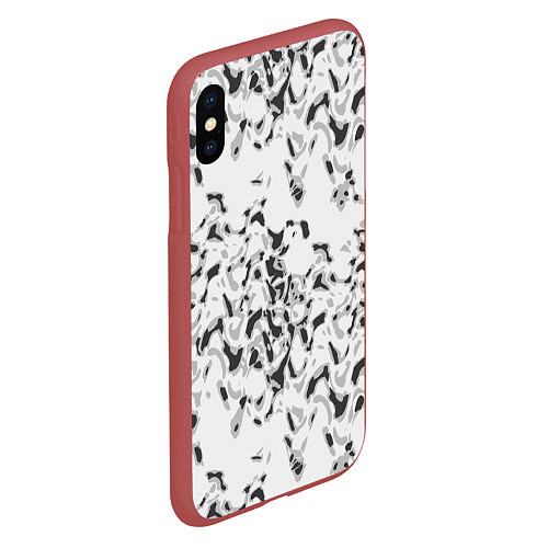 Чехол iPhone XS Max матовый Пятнистый абстрактный узор в светло-серых тонах / 3D-Красный – фото 2