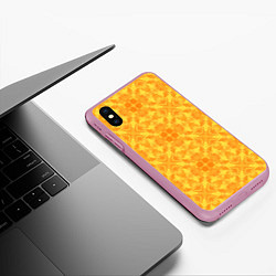 Чехол iPhone XS Max матовый Желтый абстрактный летний орнамент, цвет: 3D-розовый — фото 2