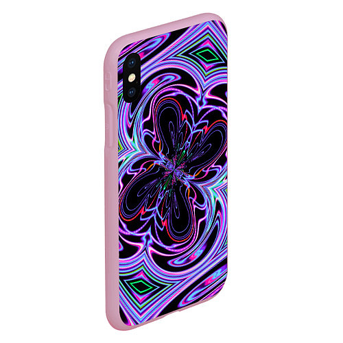 Чехол iPhone XS Max матовый Неоновые узоры и фигуры - Фиолетовый / 3D-Розовый – фото 2