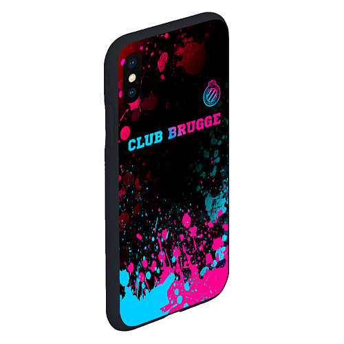 Чехол iPhone XS Max матовый Club Brugge Neon Gradient - FS / 3D-Черный – фото 2