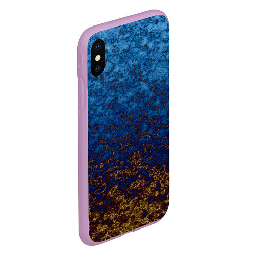 Чехол iPhone XS Max матовый Marble texture blue brown color / 3D-Сиреневый – фото 2