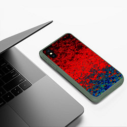 Чехол iPhone XS Max матовый Абстрактный узор мраморный красно-синий, цвет: 3D-темно-зеленый — фото 2