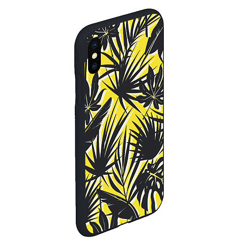 Чехол iPhone XS Max матовый Красочная Тропическая Листва / 3D-Черный – фото 2