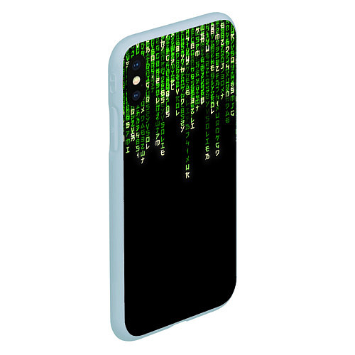 Чехол iPhone XS Max матовый Дождь Из Японских Иероглифов / 3D-Голубой – фото 2