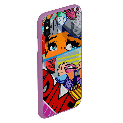 Чехол iPhone XS Max матовый Авангардная композиция Pop art Eyes / 3D-Фиолетовый – фото 2