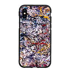 Чехол iPhone XS Max матовый Холст забрызганный краской Fashion trend, цвет: 3D-черный