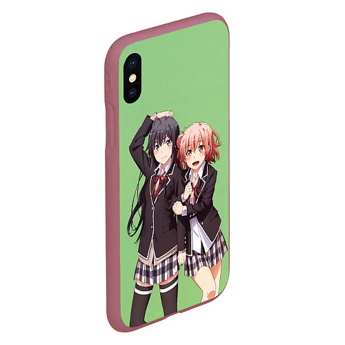 Чехол iPhone XS Max матовый Юи и Юкино OreGairu / 3D-Малиновый – фото 2