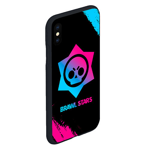 Чехол iPhone XS Max матовый Brawl Stars Neon Gradient / 3D-Черный – фото 2