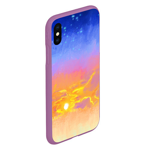 Чехол iPhone XS Max матовый Закатное небо и звезды / 3D-Фиолетовый – фото 2