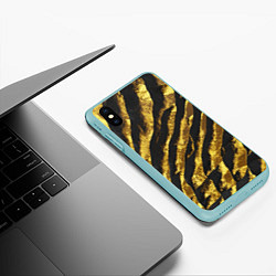 Чехол iPhone XS Max матовый Золотая Чешуя Дракона, цвет: 3D-мятный — фото 2