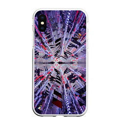 Чехол iPhone XS Max матовый Неоновый абстрактный коридор - Фиолетовый