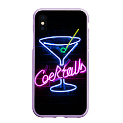 Чехол iPhone XS Max матовый Неоновый коктейль - Розовый