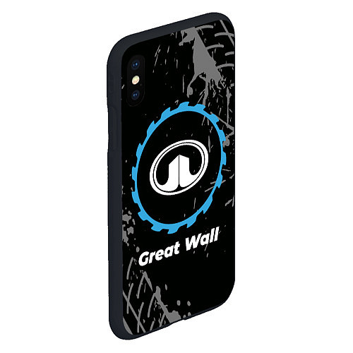 Чехол iPhone XS Max матовый Great Wall в стиле Top Gear со следами шин на фоне / 3D-Черный – фото 2