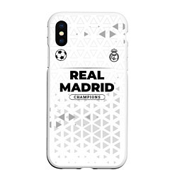 Чехол iPhone XS Max матовый Real Madrid Champions Униформа, цвет: 3D-белый