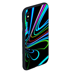 Чехол iPhone XS Max матовый Неоновый многоцветный узор - Светло-синий, цвет: 3D-черный — фото 2