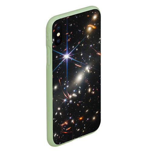 Чехол iPhone XS Max матовый NASA: Скопление Галактик / 3D-Салатовый – фото 2