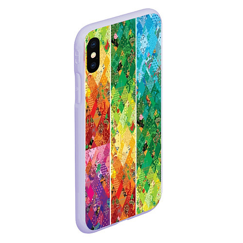 Чехол iPhone XS Max матовый Patchwork pattern / 3D-Светло-сиреневый – фото 2