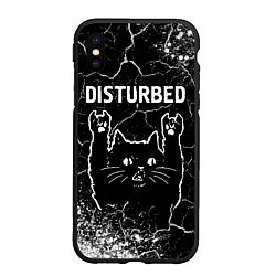 Чехол iPhone XS Max матовый Группа Disturbed и Рок Кот, цвет: 3D-черный