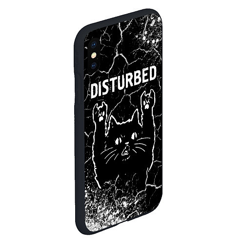 Чехол iPhone XS Max матовый Группа Disturbed и Рок Кот / 3D-Черный – фото 2