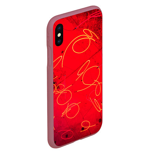 Чехол iPhone XS Max матовый Неоновые фонарики на поверхности - Красный / 3D-Малиновый – фото 2