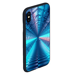 Чехол iPhone XS Max матовый Неоновый коридор лаборатории - Синий, цвет: 3D-черный — фото 2