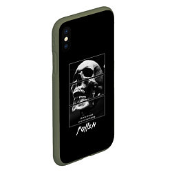 Чехол iPhone XS Max матовый Skull with inscriptions, цвет: 3D-темно-зеленый — фото 2