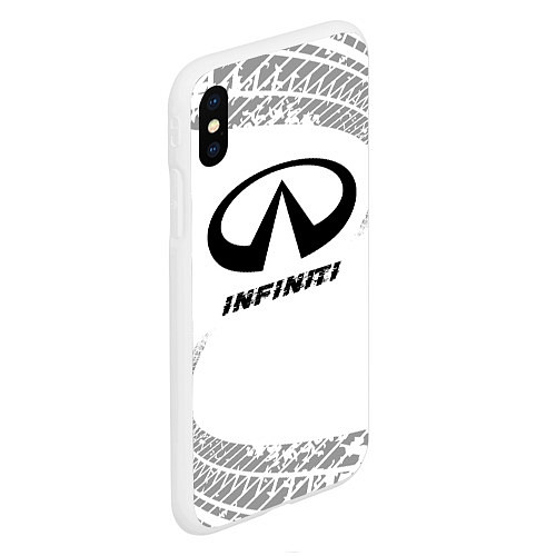 Чехол iPhone XS Max матовый Infiniti Speed на светлом фоне со следами шин / 3D-Белый – фото 2