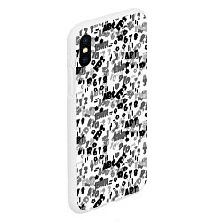 Чехол iPhone XS Max матовый Black and white alphabet and numbers, цвет: 3D-белый — фото 2